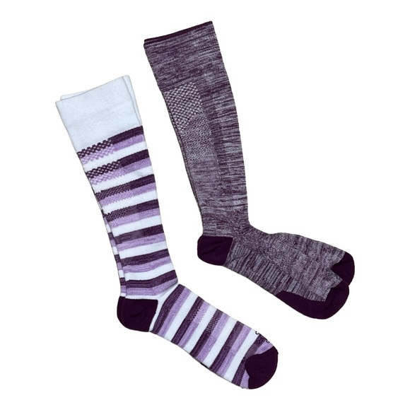 Tommie Copper Over The Calf Purple Compression Socks 2 Pairs Size Large NIP - Picture 3 of 7